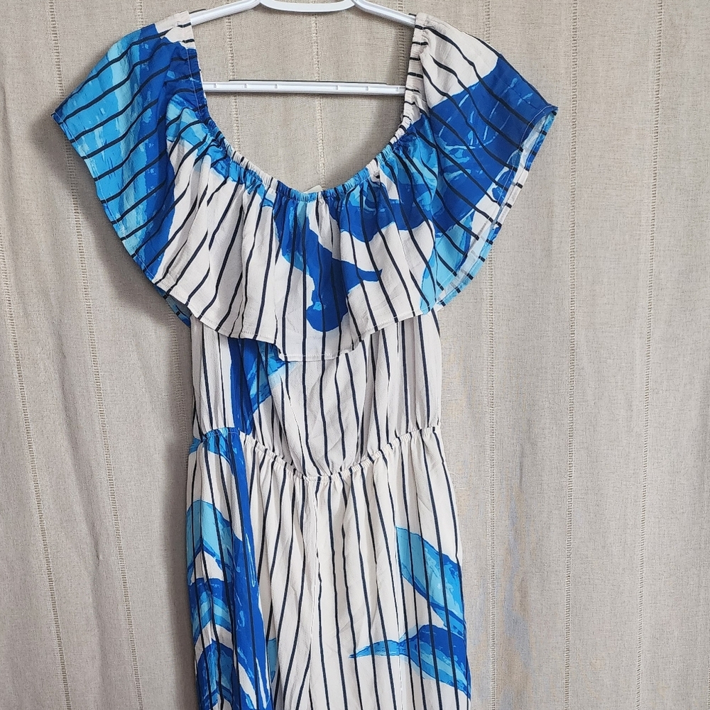 Jealous Tomato Blue and White Floral Maxi Dress